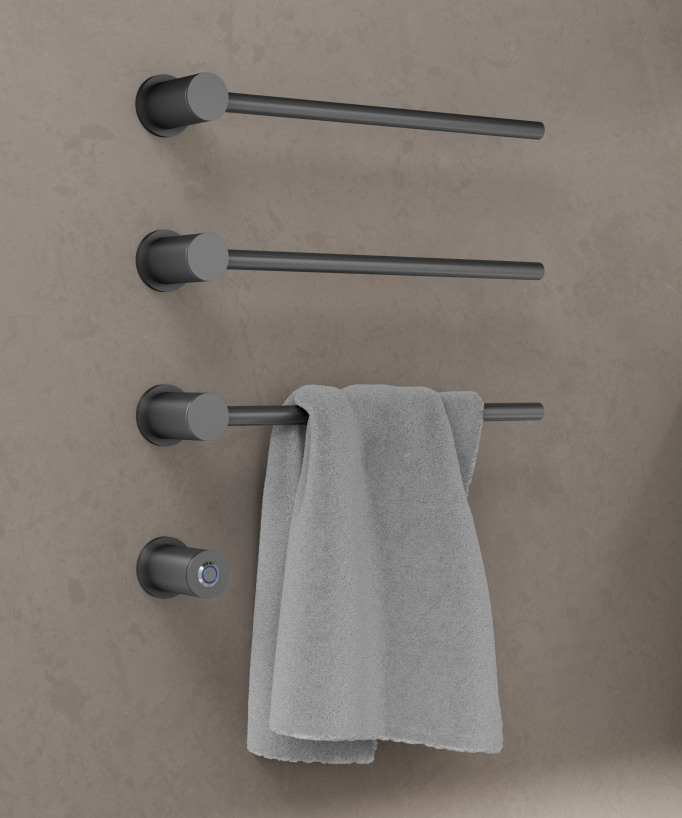 Scaldasalviette elettrico in acciaio inox da parete gunmetal
