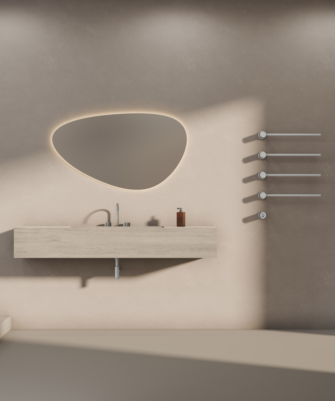 Scaldasalviette elettrico moderno 4 barre - nichel spazzolato - small