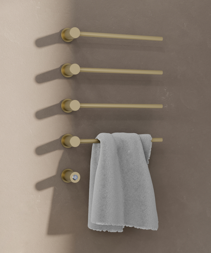 Scaldasalviette elettrico moderno 4 barre - oro spazzolato