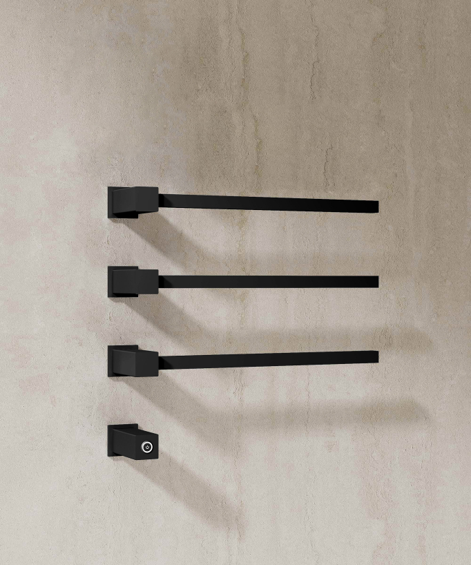 Scaldasalviette elettrico a incasso nero – 3 barre