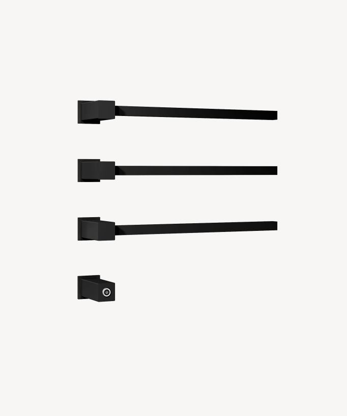 Scaldasalviette elettrico a incasso nero – 3 barre