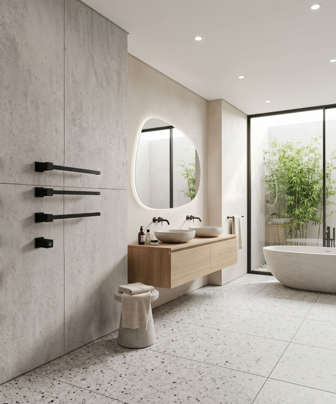 Scaldasalviette elettrico a incasso nero – 3 barre
