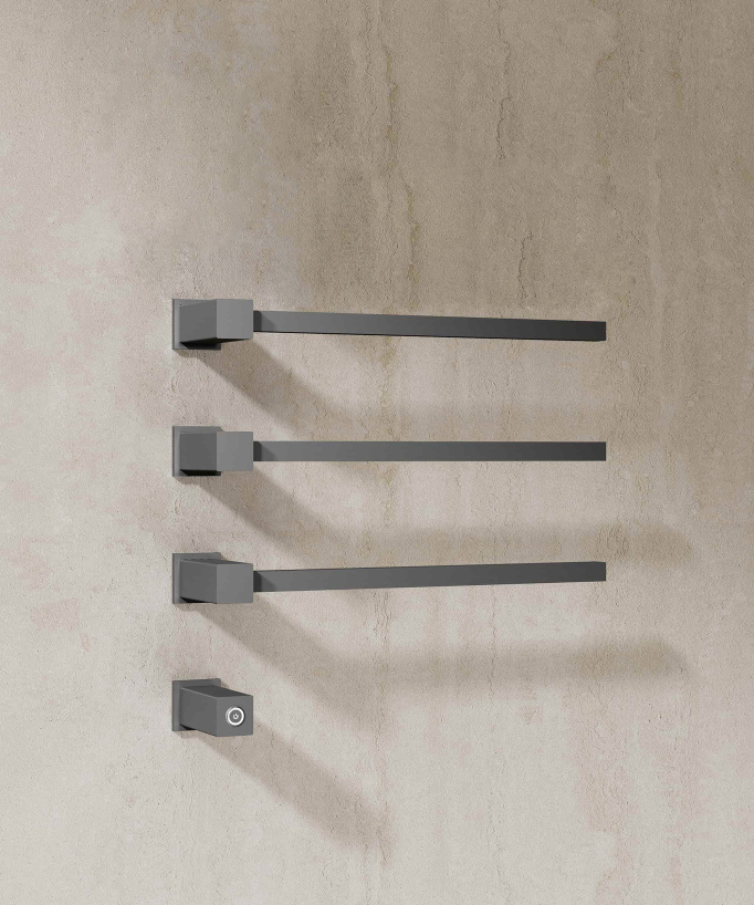 Scaldasalviette elettrico a incasso gun metal - 3 barre