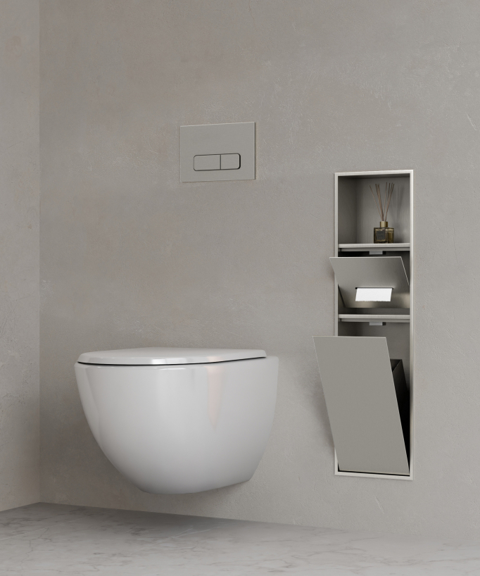 Nicchia WC da incasso con scomparti - Nichel spazzolato