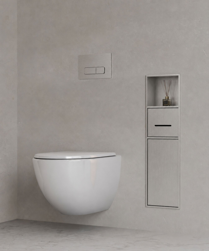 Nicchia WC da incasso con scomparti - Nichel spazzolato