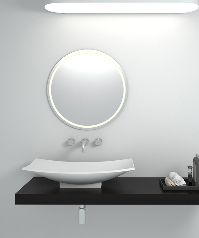 Lavabo rettangolare da appoggio in solid surface Bianco opaco - Kamina - small
