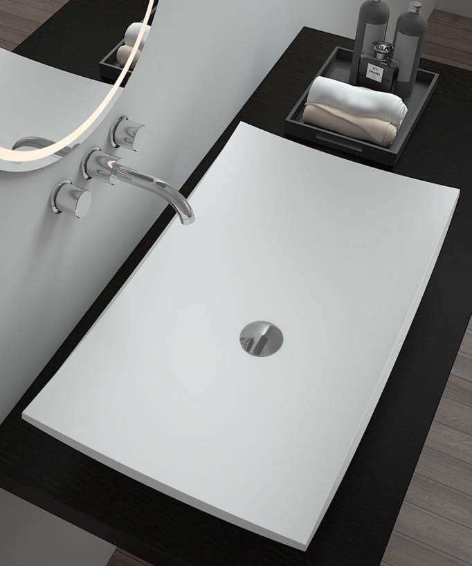 Lavabo rettangolare da appoggio in solid surface Bianco opaco - Kamina