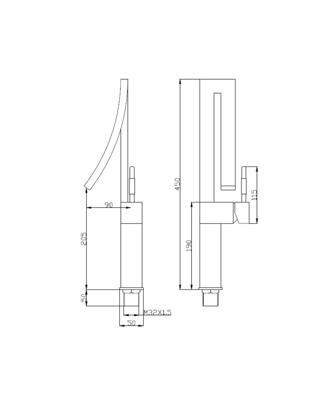 Miscelatore lavabo bagno in ottone cromato