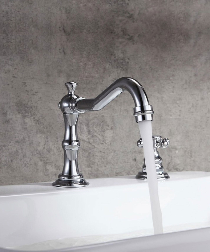 Rubinetto lavabo a ponte in ottone, finitura cromata - Rome