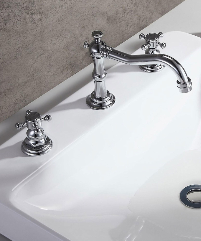 Rubinetto lavabo a ponte in ottone, finitura cromata - Rome