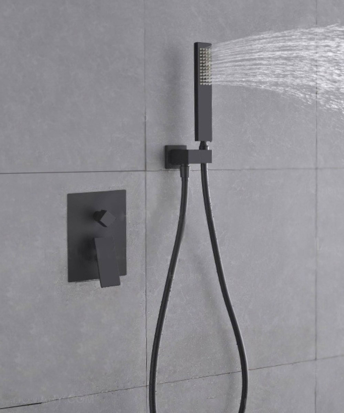 Colonna doccia a incasso nera - Funzione cascata e rubinetteria meccanica