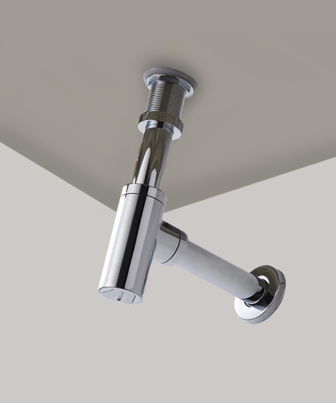 Sifone lavabo cilindrico con piletta senza troppo pieno in ottone Cromato - small