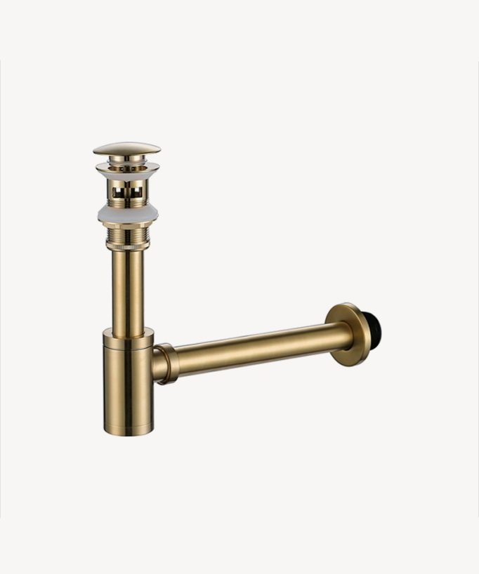 Set Sifone + piletta lavabo con troppo pieno - Oro spazzolato