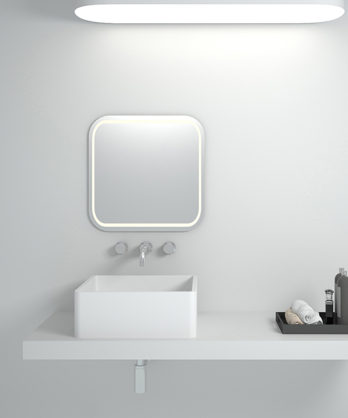 Lavabo quadrato da appoggio in solid surface Bianco opaco - Kouilou - small