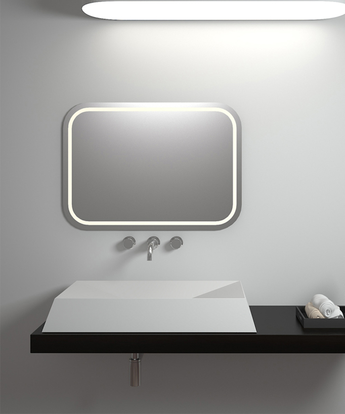 Lavabo rettangolare da appoggio in solid surface Bianco opaco - Madingou - small