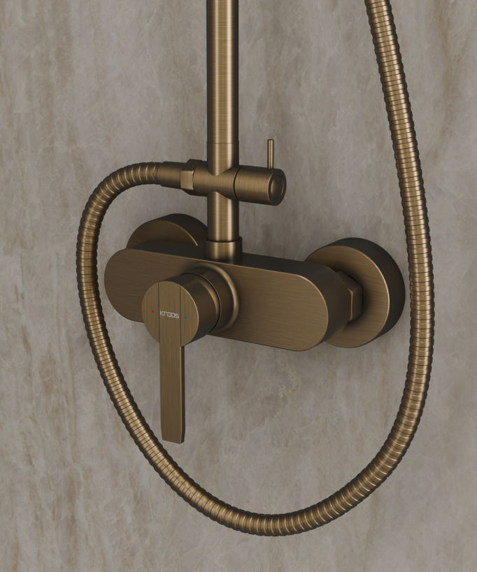 Colonna doccia in ottone antico con soffione da 20 cm - Roma