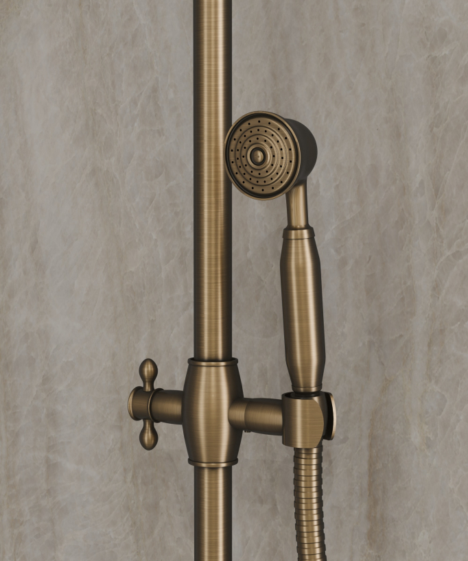 Colonna doccia in ottone antico con soffione da 20 cm - Roma