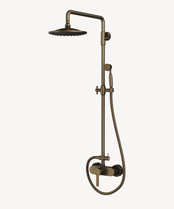 Colonna doccia in ottone antico con soffione da 20 cm - Roma