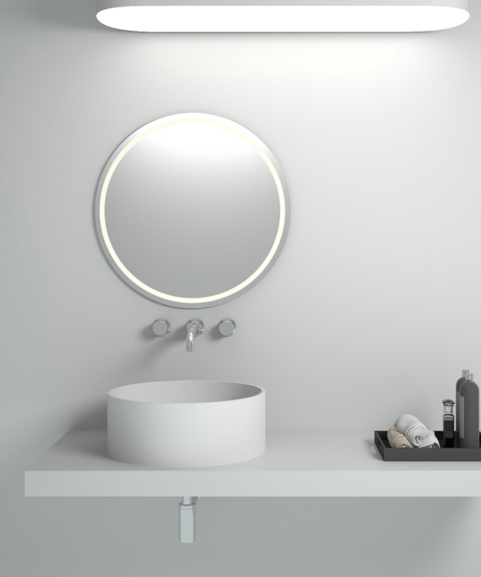 Lavabo rotondo da appoggio in solid surface Bianco opaco - Makoua - small