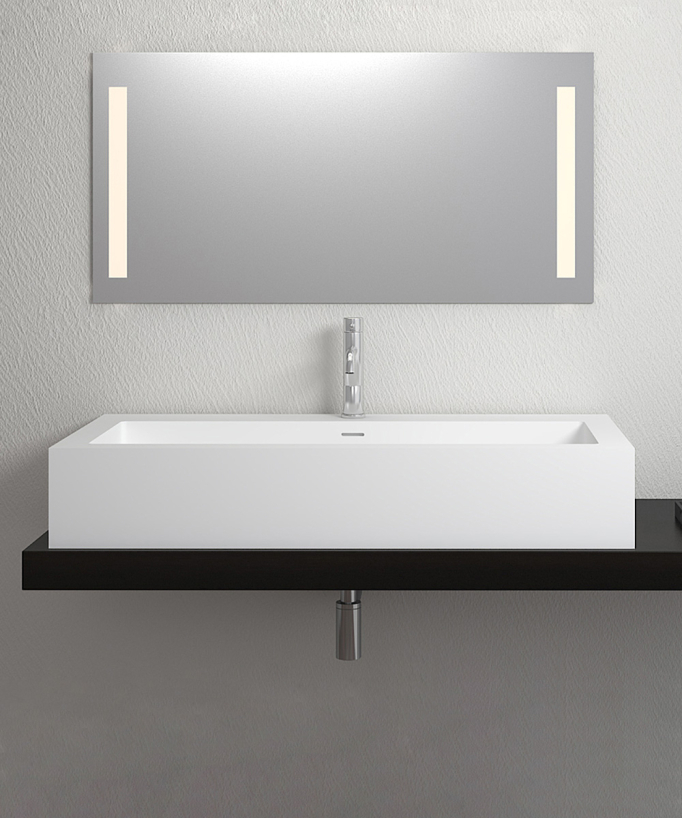 Lavabo rettangolare da appoggio in solid surface Bianco opaco - Likasi - small