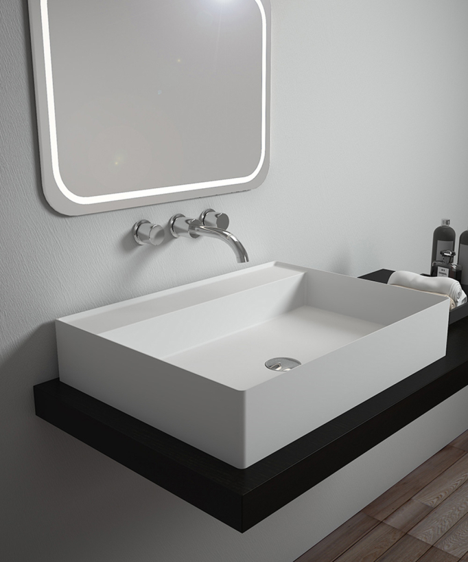 Lavabo da appoggio rettangolare in solid surface - Baraka