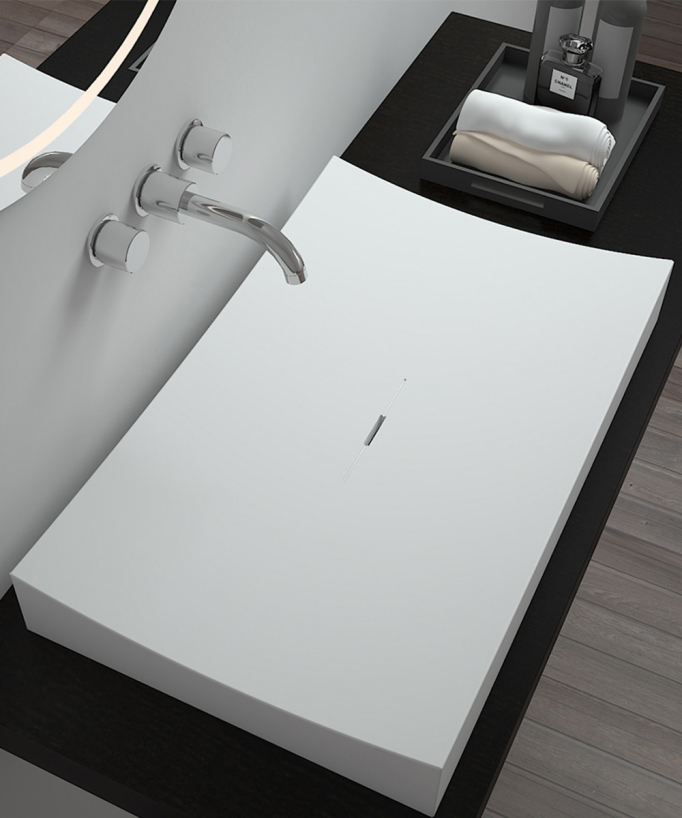 Lavabo rettangolare da appoggio in solid surface Bianco opaco - Owando