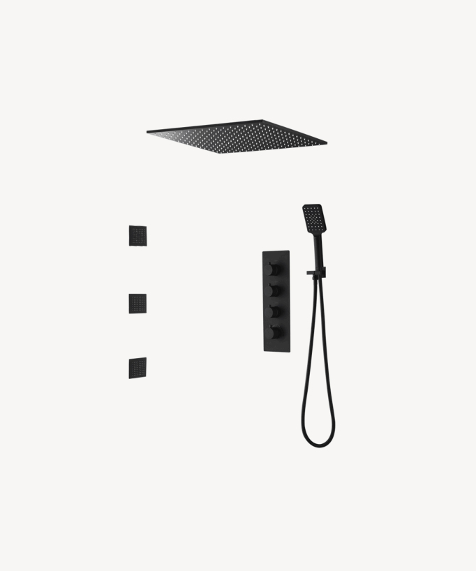 Gruppo doccia a soffitto - Nero - small