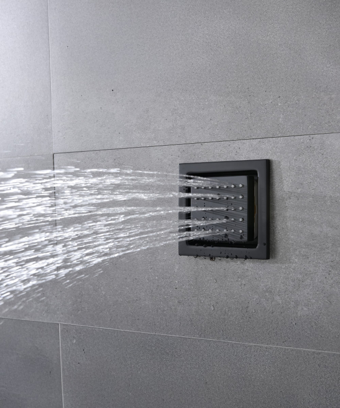 Sistema doccia termostatico a soffitto con getti nascosti 500 mm - Nero