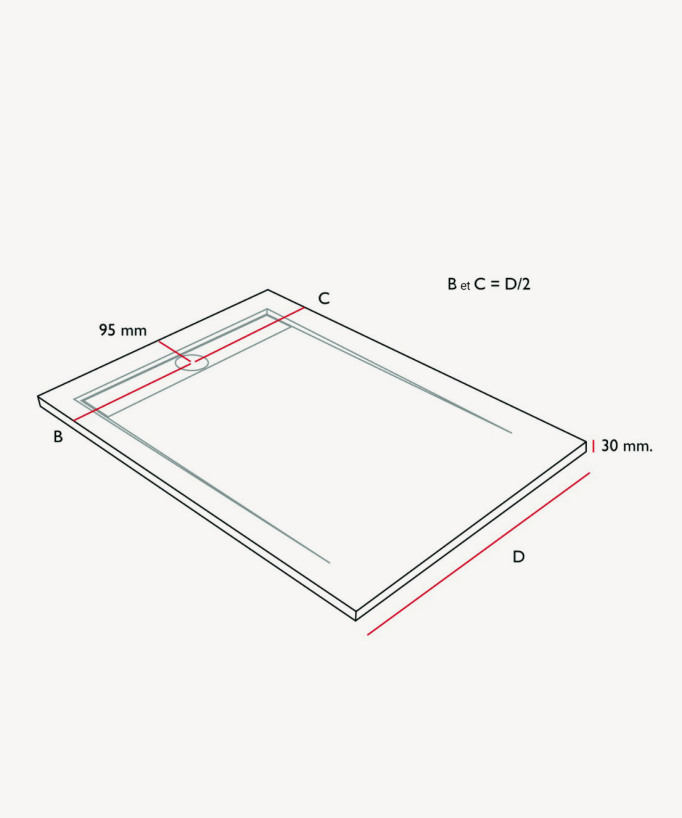 Piatto doccia Sable, finitura Liscia Stone SMART, griglia colorata