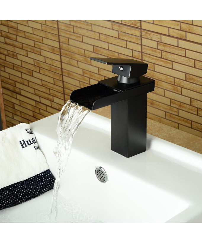 Miscelatore lavabo moderno in ottone massiccio nero