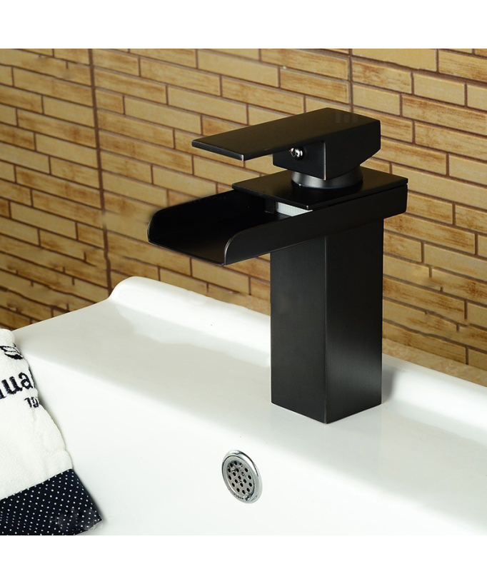 Miscelatore lavabo moderno in ottone massiccio nero
