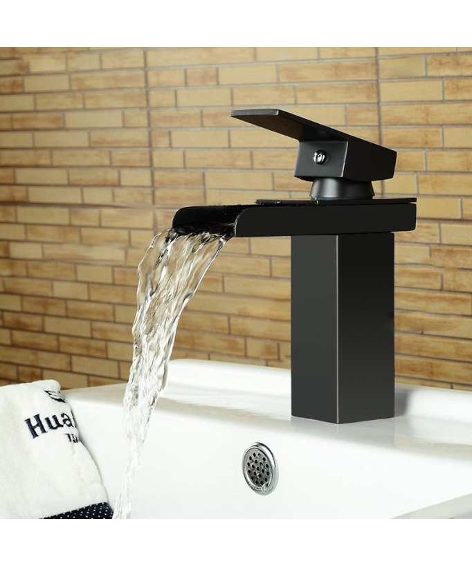 Miscelatore lavabo moderno in ottone massiccio nero