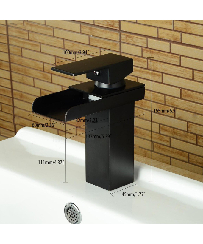 Miscelatore lavabo moderno in ottone massiccio nero
