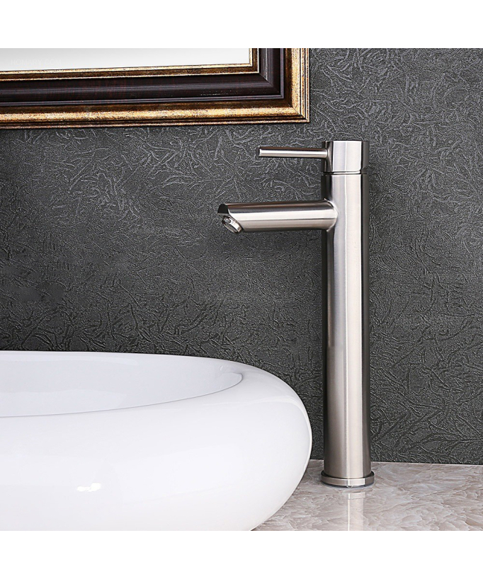 Miscelatore lavabo alto elegante nichel spazzolato