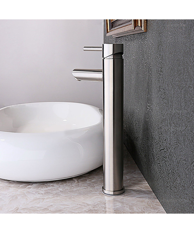 Miscelatore lavabo alto elegante nichel spazzolato